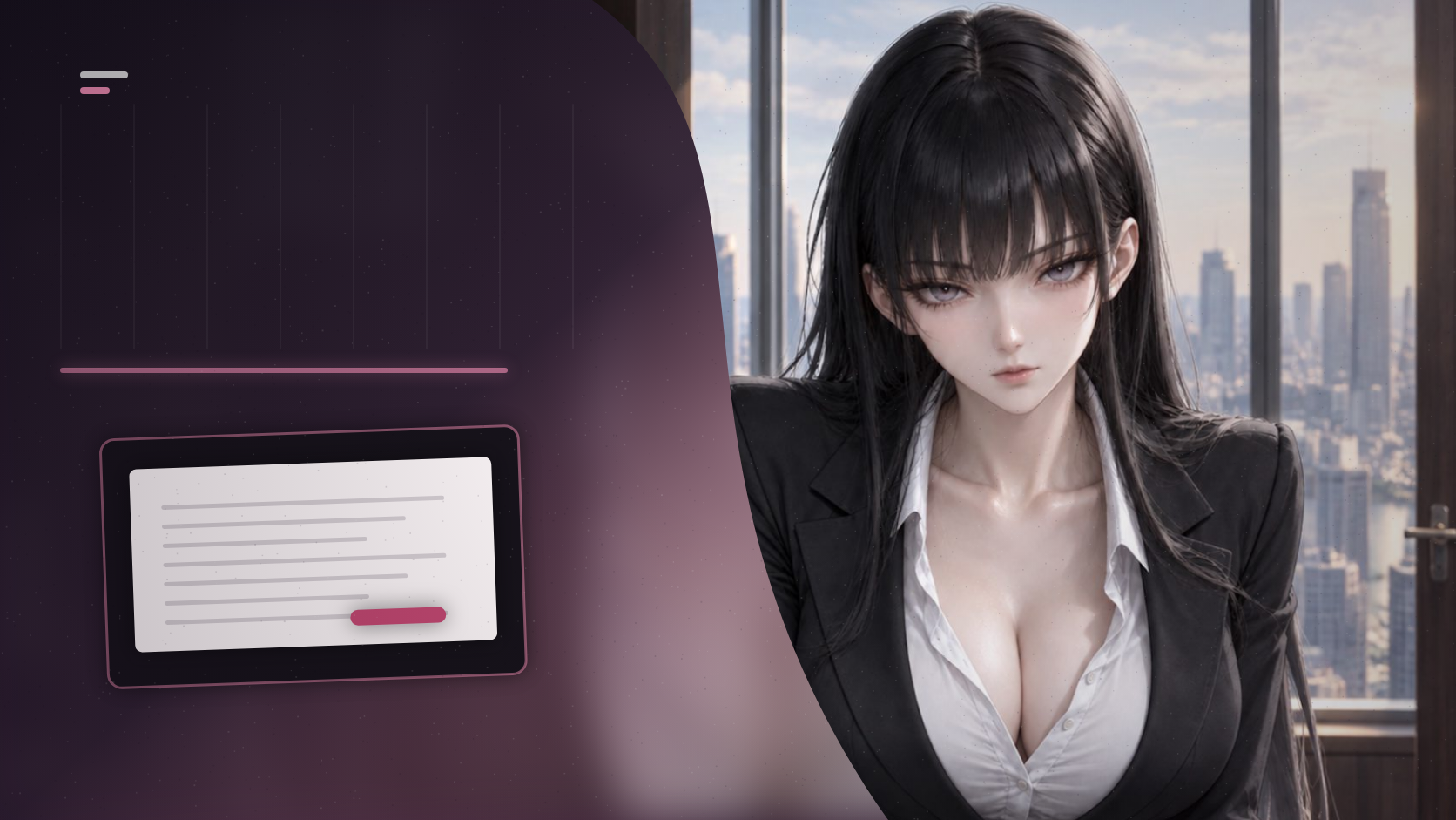 Two fictional characters and roleplay symbols illustrating a slow-burn AI chat